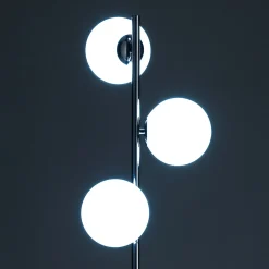 Street lampada da terra in acciaio cromato con sfere direzionabili in vetro bianco d30 h160 cm