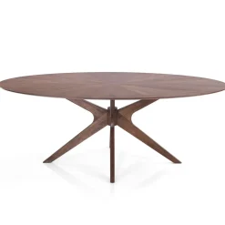 Tallin Tavolo in legno impiallacciato finitura Noce Scuro e gambe in legno massello 190x110 cm