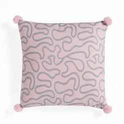 Tangle 2 cuscino colore grigio e rosa 100% cotone 45x45 cm