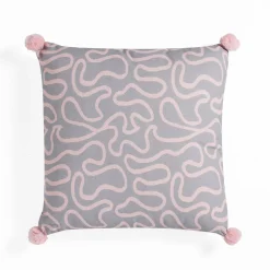 Tangle 2 cuscino colore grigio e rosa 100% cotone 45x45 cm