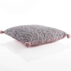 Tangle 2 cuscino colore grigio e rosa 100% cotone 45x45 cm