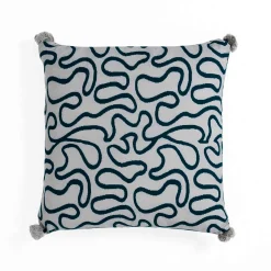 Tangle 3 cuscino rivestimento 100% cotone cm 45x45 colore grigio e blu