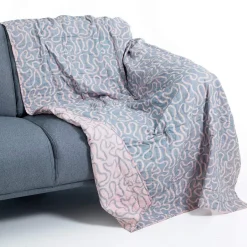 Tangle 2 plaid cotone colore grigio e rosa 100% cotone 135 x 190 cm