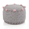 Tangle 2 pouf rotondo colore grigio e rosa cotone 100% d45 h30 cm