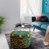 Tangle 4 pouf rotondo cotone 100% colore giallo e blu cm d45 h30