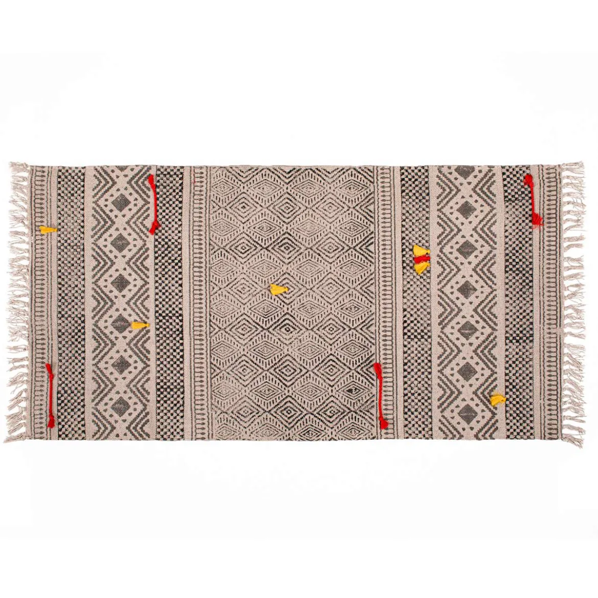 Temople tappeto bagno / scendiletto in cotone 100% con nappe grigio 110x60 cm