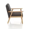 Teresa dark grey poltrona in legno massello e tessuto grigio scuro cm h71 l64 p66