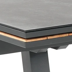 Thilia tavolo allungabile in alluminio antracite opaco piano in vetro colore antracite 200-290x100xh76 cm