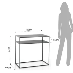 Thin consolle in acciaio antracite opaco 80x40xh77 cm