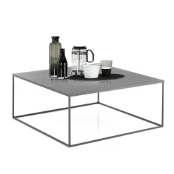 Thin tavolino in acciaio verniciato antracite opaco 80x80 h35x cm