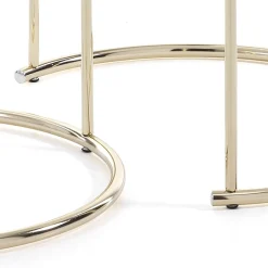Thin-r white marble set 2 tavolini rotondi in acciaio oro lucido e mdf finitura marmo bianco lucido
