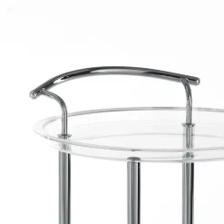 Tino round carrello con ruote in acrilico trasparente eacciaio cromato d50xh80 cm