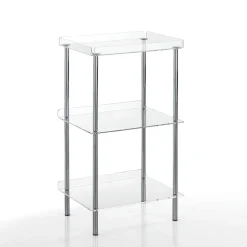 Tino scaffale in acrilico trasparente e acciaio cromato 40x30xh75 cm