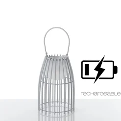 Titti lampada da tavolo / sospensione in acciaio e resina bianca opaco con luce led d17.5xh39 cm