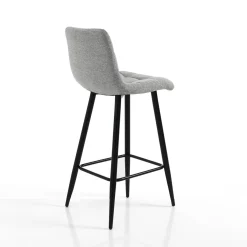 Toffee light grey home sgabello tessuto grigio chiaro struttura metallo nero cm h91 l44 p50 seduta h65