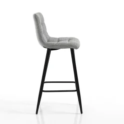 Toffee light grey home sgabello tessuto grigio chiaro struttura metallo nero cm h91 l44 p50 seduta h65