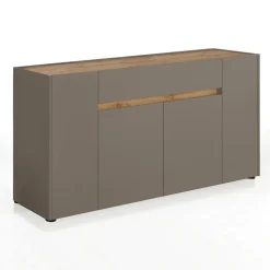Tonya wood madia tortora e finitura rovere 4 ante 1 cassetto 172x39.5xh85 cm