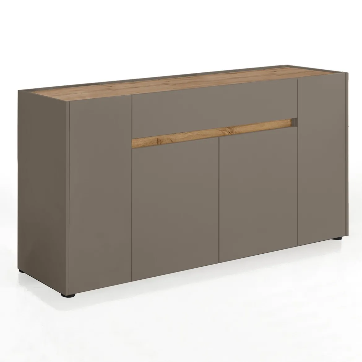 Tonya wood madia tortora e finitura rovere 4 ante 1 cassetto 172x39.5xh85 cm