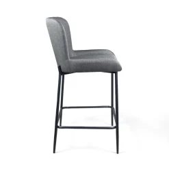Tryun Grey Home sgabello imbottito tessuto grigio struttura metallo nero opaco h92 l47 p53 seduta h64