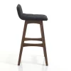 Varm dark wood sgabello in tessuto grigio scuro e legno massello finitura noce scuro 39x47xh68 cm