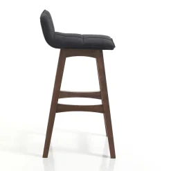Varm dark wood sgabello in tessuto grigio scuro e legno massello finitura noce scuro 39x47xh68 cm