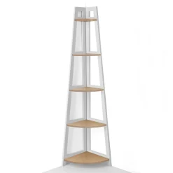Varm wood libreria angolare laccata bianco opaco e finitura rovere 36x36xh170 cm