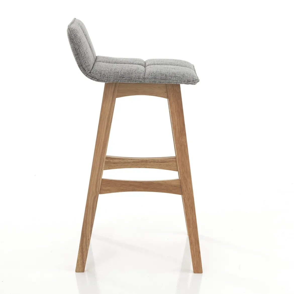 Varm wood sgabello in tessuto grigio e legno massello tinto finitura rovere 39x47xh68 cm