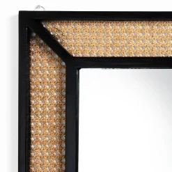 Vienna specchio parete rattan e vetro colore naturale cm 40x40x3 interno/esterno