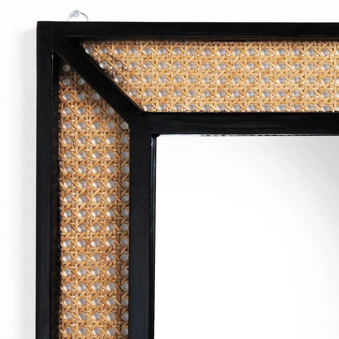 Vienna specchio parete rattan e vetro colore naturale cm 40x40x3 interno/esterno