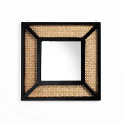 Vienna specchio parete rattan e vetro colore naturale cm 40x40x3 interno/esterno