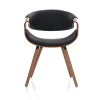 Visby 2 Dark Wood sedia multistrato curvato tinto finitura Noce pelle sintetica Nera h72 l53 p59