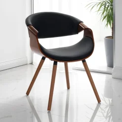 Visby 2 Dark Wood sedia multistrato curvato tinto finitura Noce pelle sintetica Nera h72 l53 p59