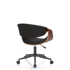 Visby dark wood sedia da ufficio regolabile e girevole multistrato finitura noce in pelle sintetica nera 54x55 h73/83 cm
