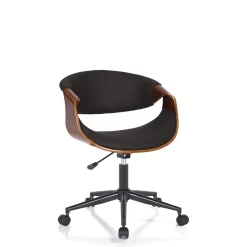 Visby dark wood sedia da ufficio regolabile e girevole multistrato finitura noce in pelle sintetica nera 54x55 h73/83 cm