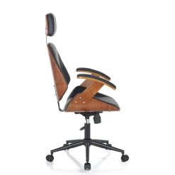 Visby high dark wood sedia da ufficio regolabile e girevole multistrato finitura noce e pelle sintetica nera 62x65 h118/128 cm