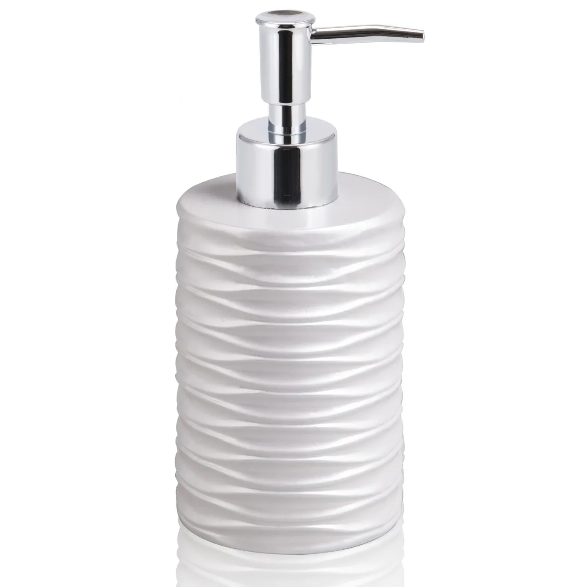Wave dispenser portasapone poliresina bianca opaca d7.5 h17 cm