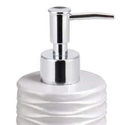 Wave dispenser portasapone poliresina bianca opaca d7.5 h17 cm