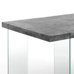 Waver Cement Tavolo Grigio finitura Cemento e gambe in Vetro Temprato 180 x 90 x h75 cm