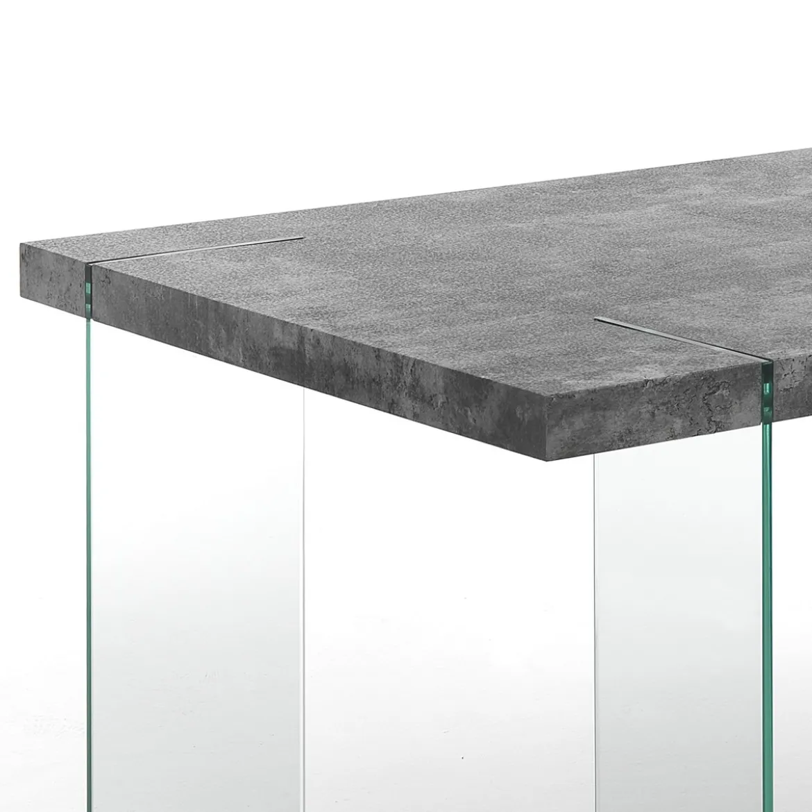 Waver Cement Tavolo Grigio finitura Cemento e gambe in Vetro Temprato 180 x 90 x h75 cm
