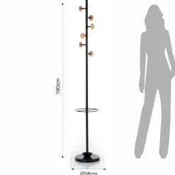 Wells-b appendiabiti / portaombrelli in acciaio nero opaco d28xh180 cm