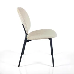 Werza Beige sedia Imbottita tessuto beige effetto melange struttura metallo nero opaco impilabile h81 l47 p58