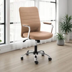 Wichita brown sedia da ufficio regolabile e girevole in pelle sintetica di colore marrone con ruote 56x66 h92/102 cm