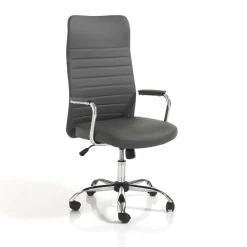 Wichita high brown sedia da ufficio regolabile e girevole in pelle sintetica colore grigio con ruote 56x62 h108/118 cm