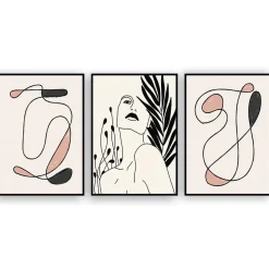 Woman composizione 3 quadri h70 l50 p3 cm