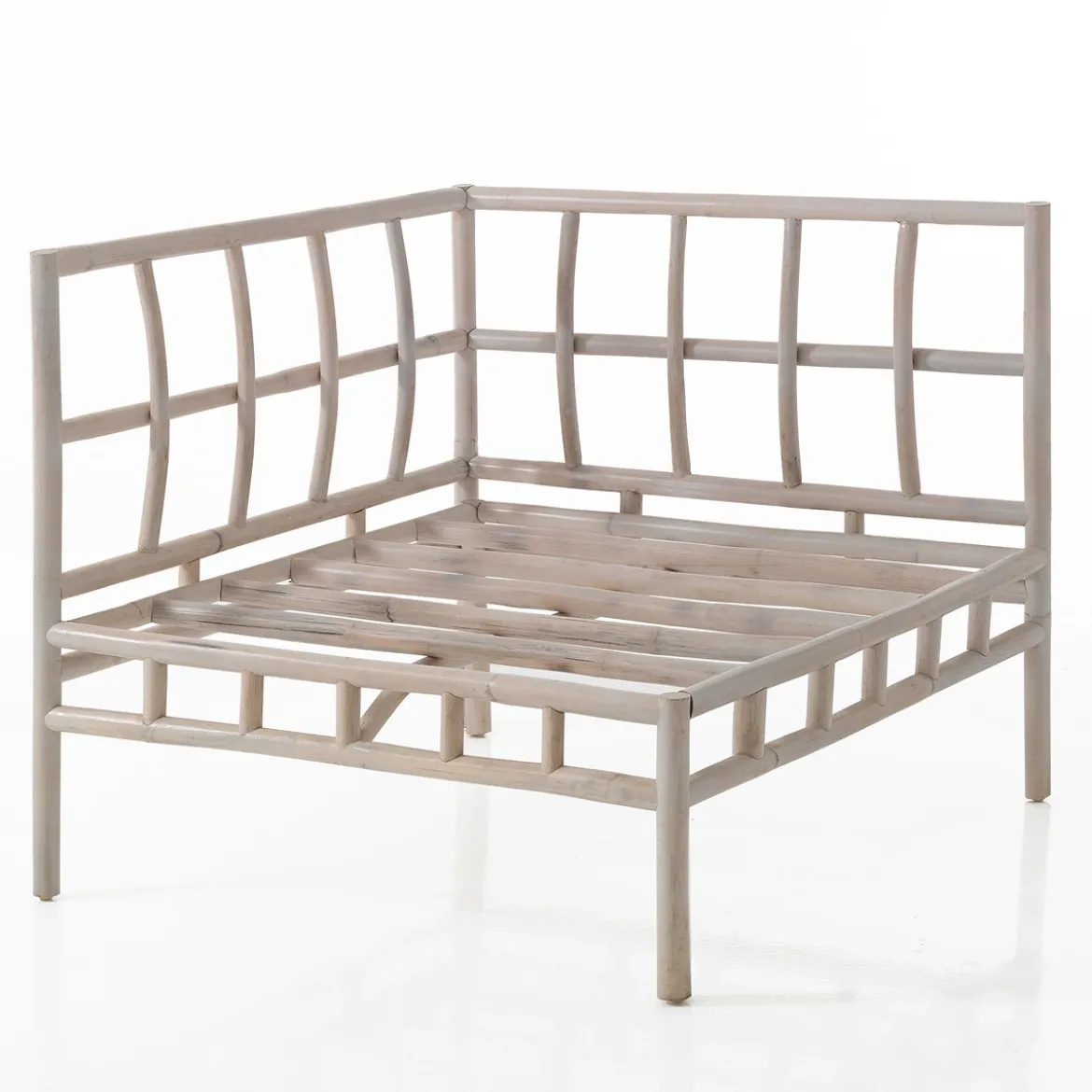 Yanni basamento angolare in rattan sbiancato per 1 elemento kamar 80x80xh70 cm