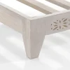 Yara basamento legno massello verniciato bianco avorio opaco con intaglio 167x86x22 cm