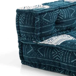 Yara blue elemento angolare rivestimento cotone 100% blu e bianco 80x80xh40 cm