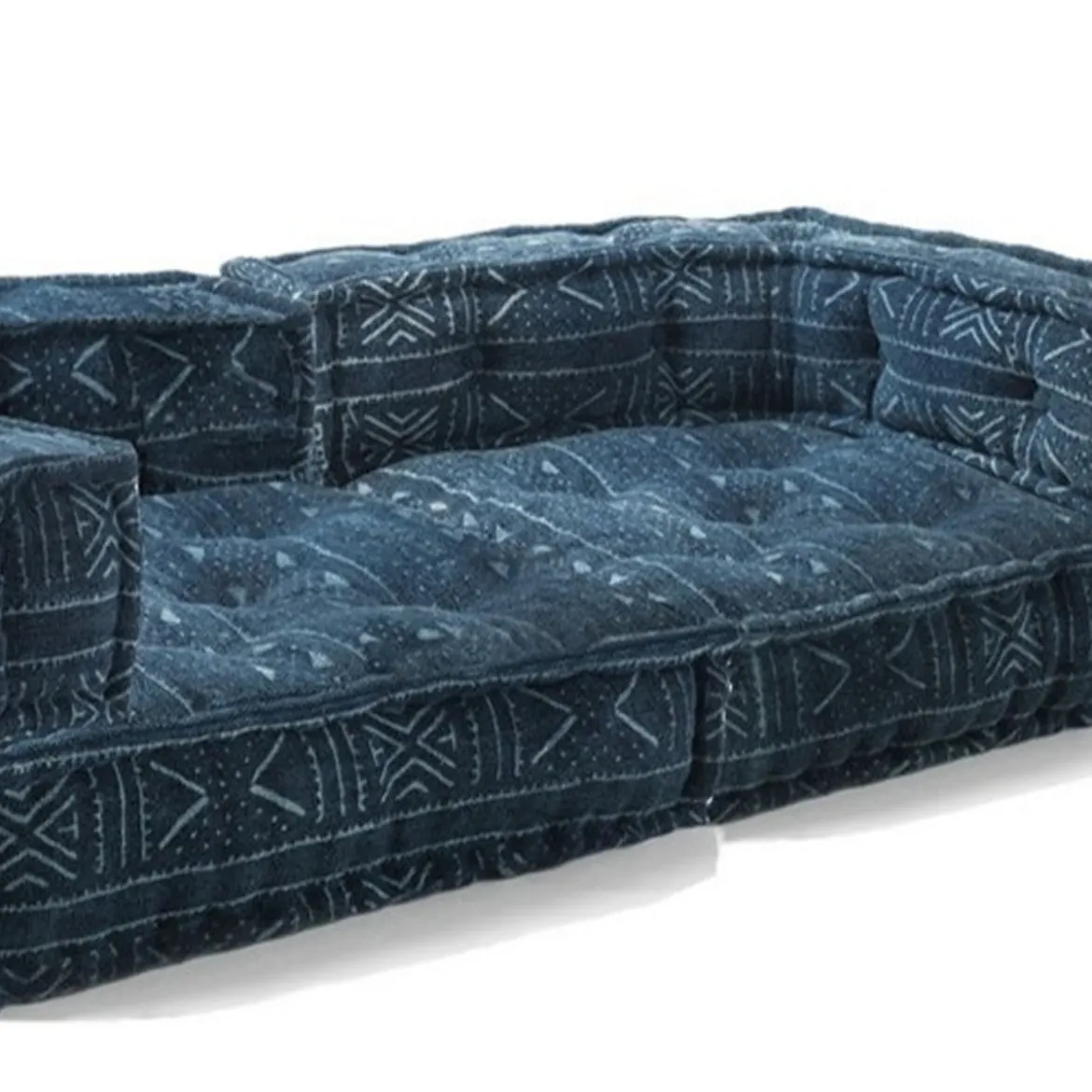 Yara divano 2 posti composizione 08 rivestimento cotone 100% patchwork blu 160x80xh40 cm