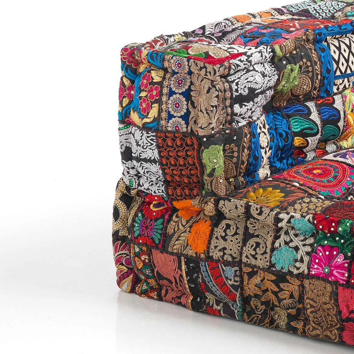 Yara divano 2 posti composizione 15 rivestimento cotone 100% patchwork multicolore 160x80xh40 cm