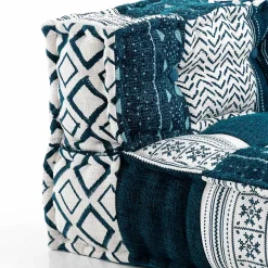Yara high divano 2 posti composizione 10 rivestimento cotone 100% patchwork blu 160x80xh60 cm